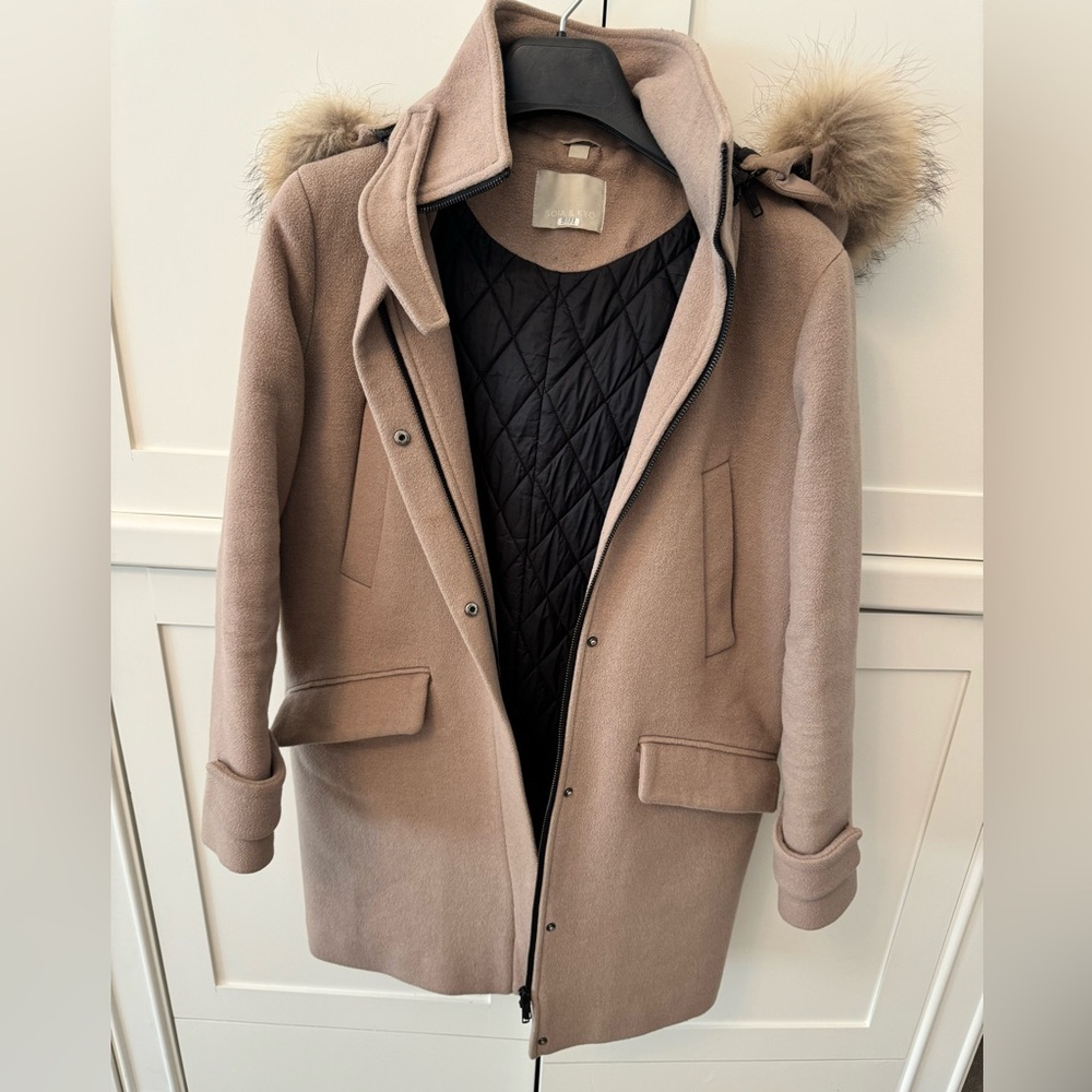 Soia & Kyo Wool Jacket with Fur Hood